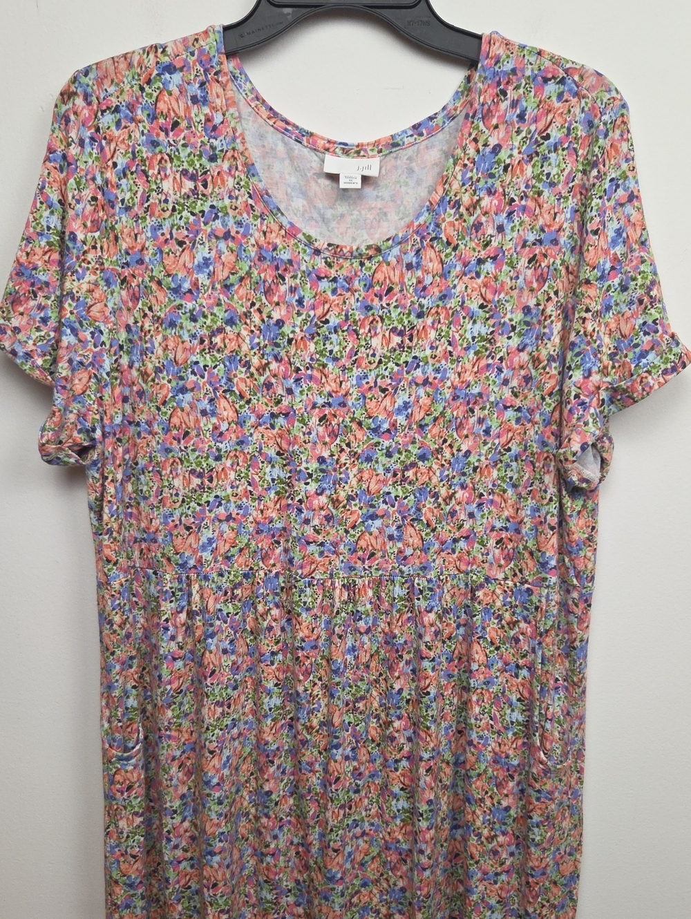 J. Jill Floral Garden Party Casual Flowy Slip-On Tunic Midi Dress Plus Size 1X